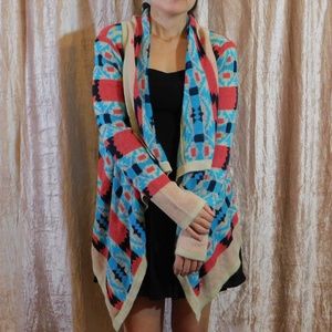 Patterned High-Low Cardigan